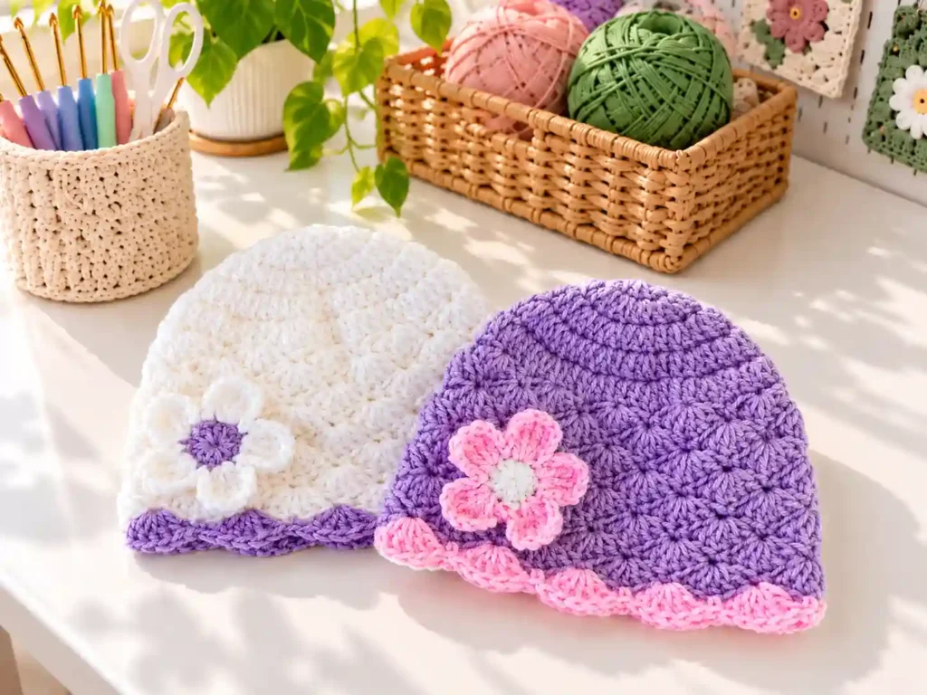 Lacy Crochet Baby Hat With Flower