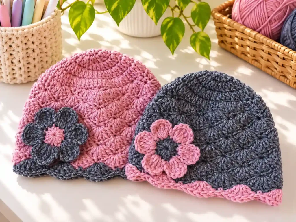 Lacy Crochet Baby Hat With Flower