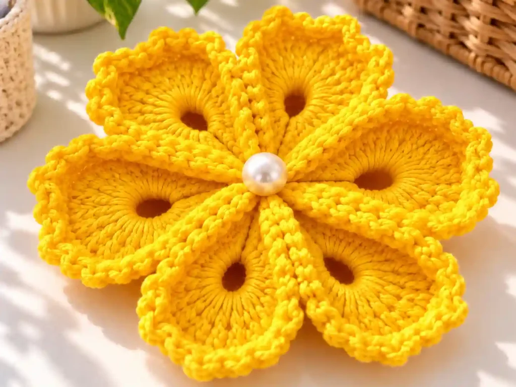 Simple Crochet Flower With 6 Petals