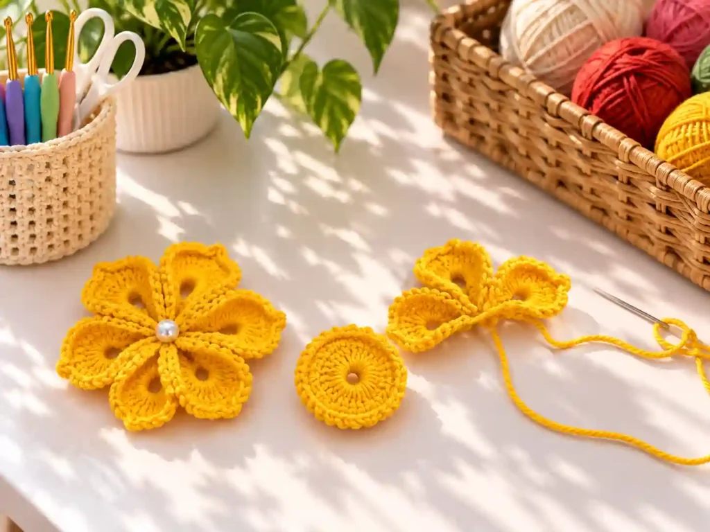 Simple Crochet Flower With 6 Petals