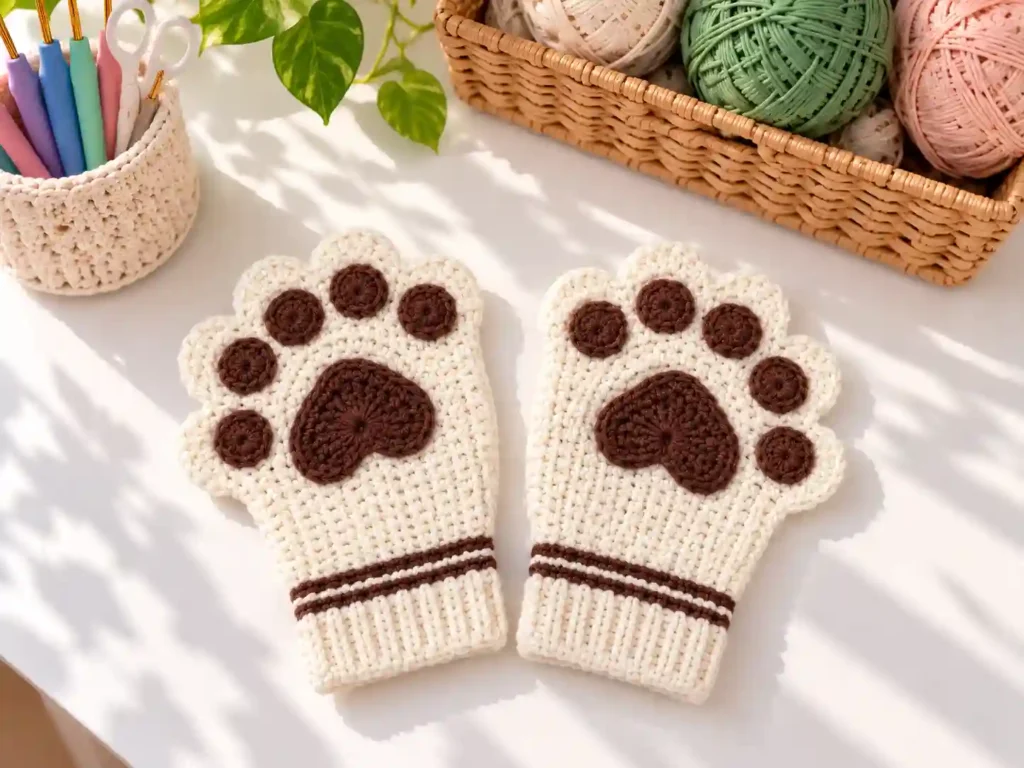 Charming Crochet Cat Paw Fingerless Gloves to Warm Your Hands