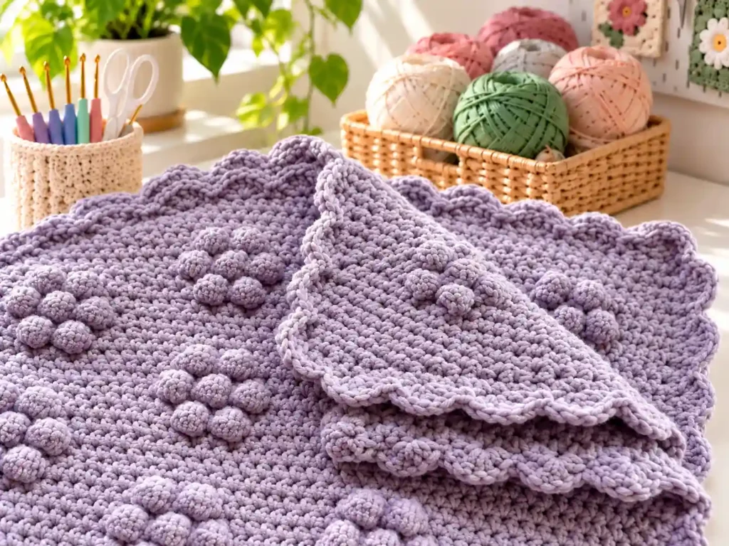 Crochet Daisy Rows Baby Blanket