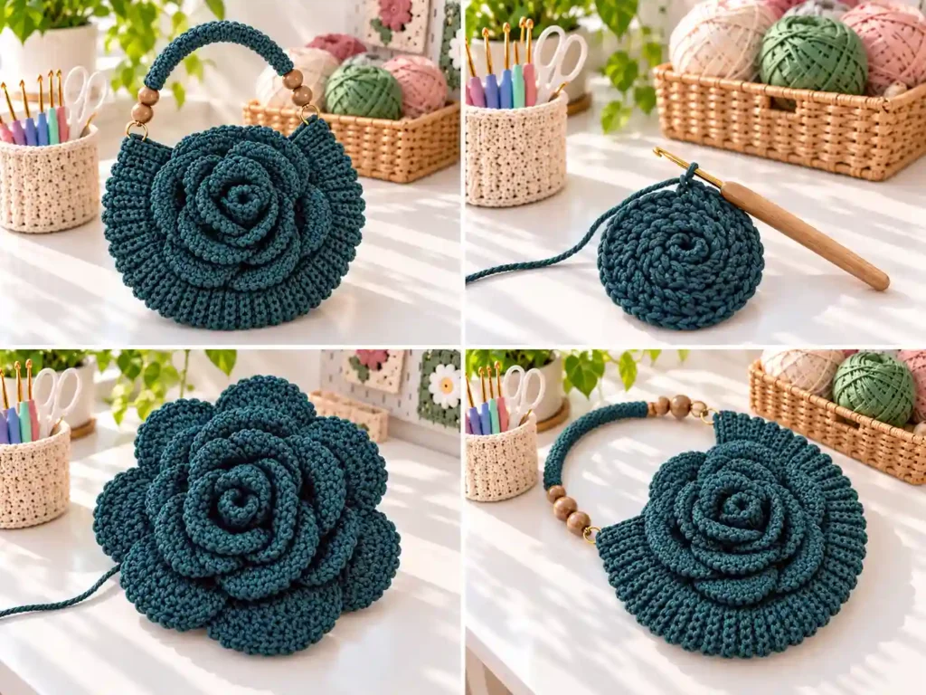 Crochet Rose Bag