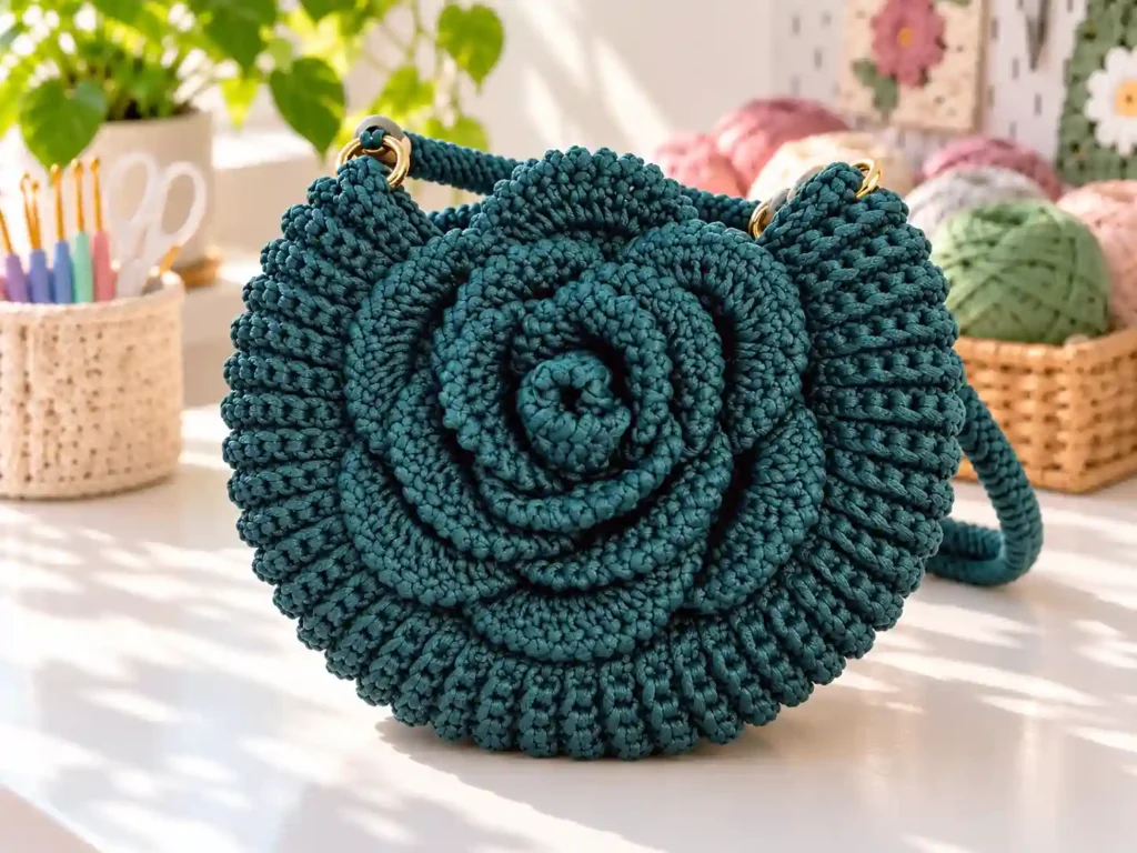 Crochet Rose Bag