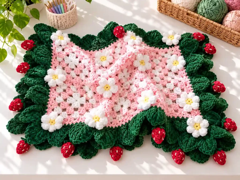 Strawberry Summer Blanket Free Crochet Patterns