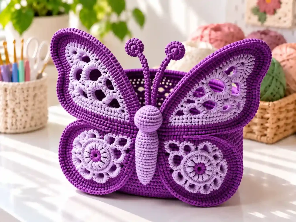 Crochet Butterfly Basket: Free Pattern & Easy DIY Tutorial for Beginners