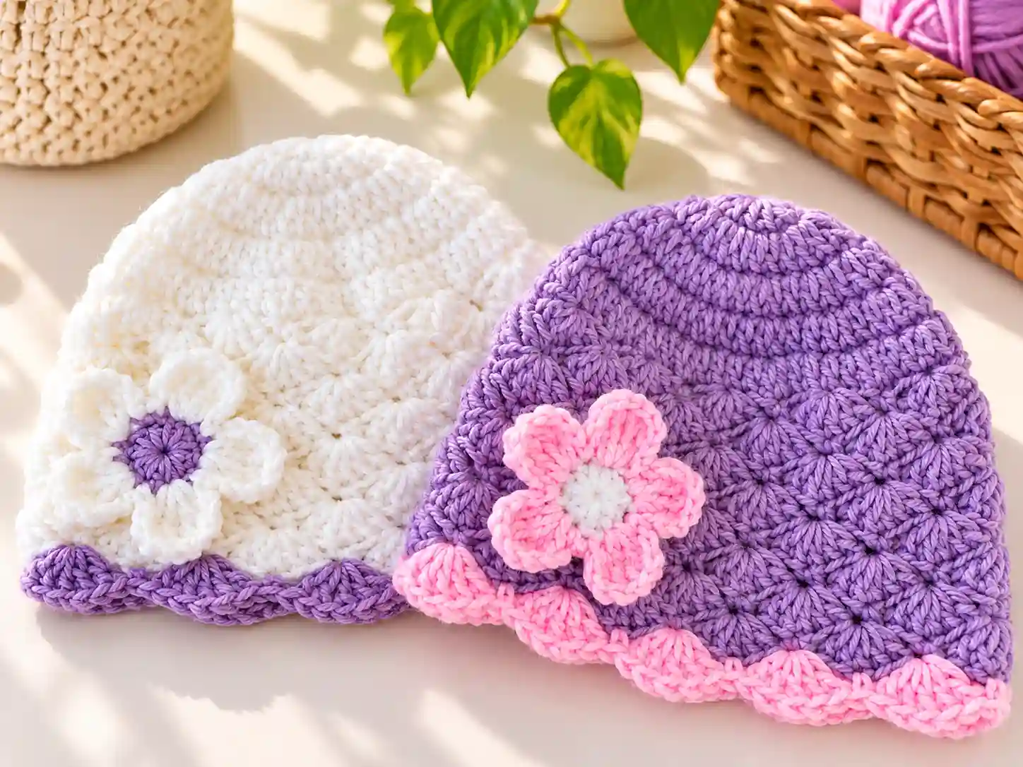 Lacy Crochet Baby Hat With Flower