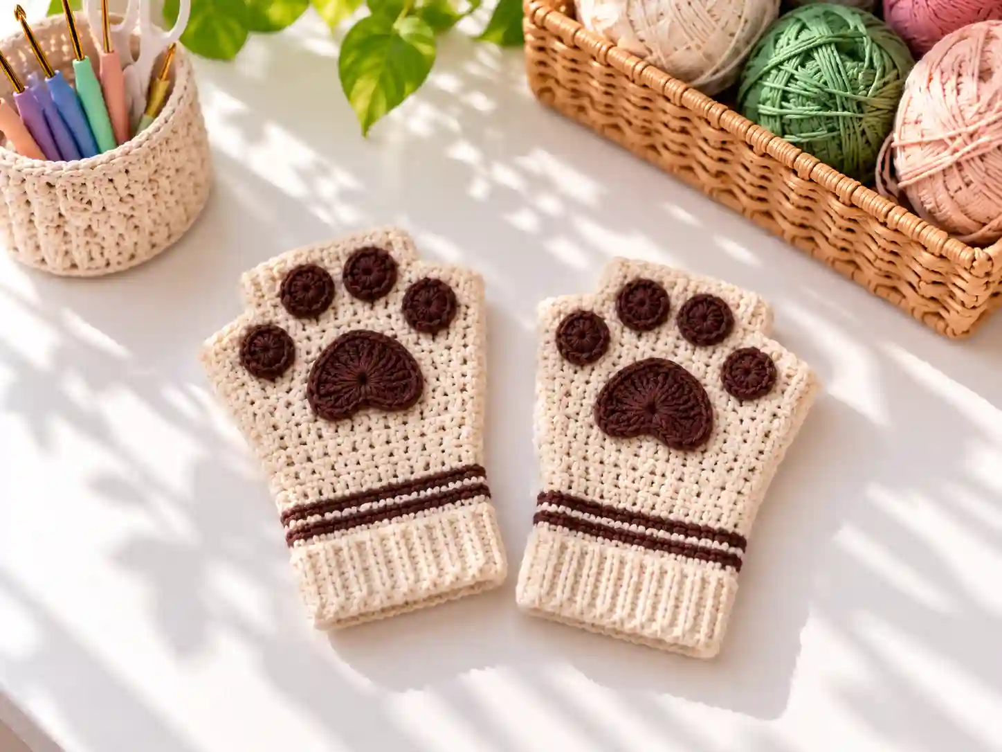 Charming Crochet Cat Paw Fingerless Gloves to Warm Your Hands