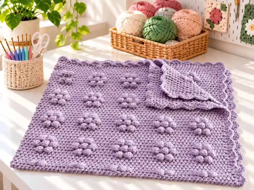 Crochet Daisy Rows Baby Blanket