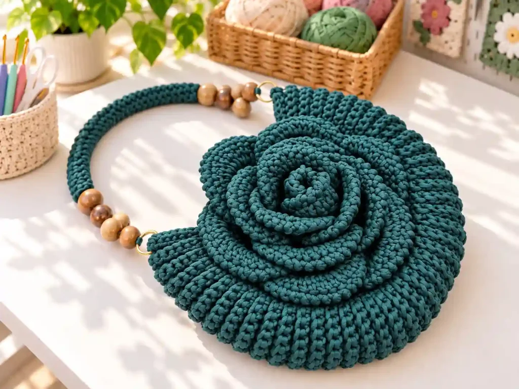 Crochet Rose Bag