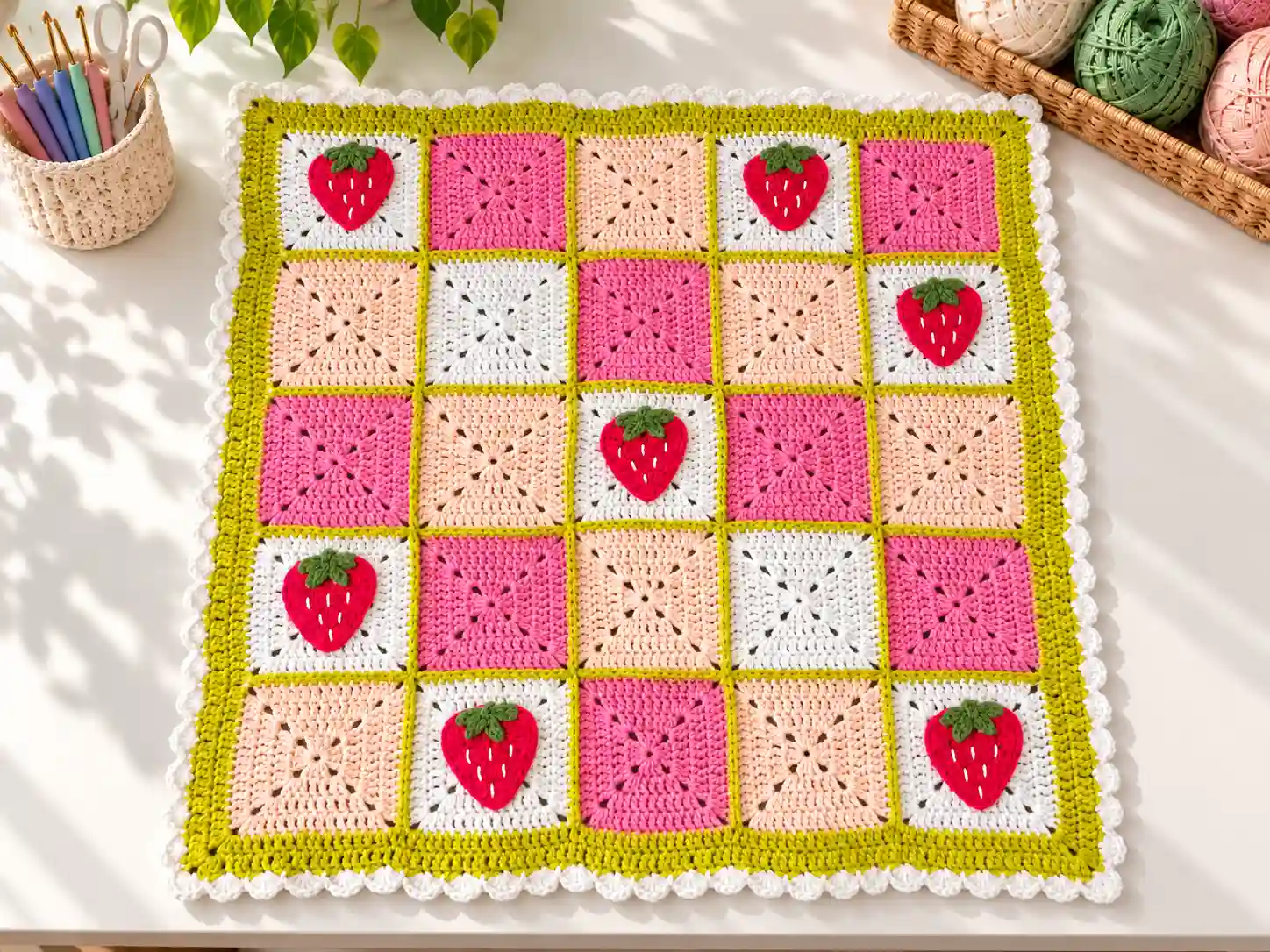 Strawberry Summer Blanket Free Crochet Patterns